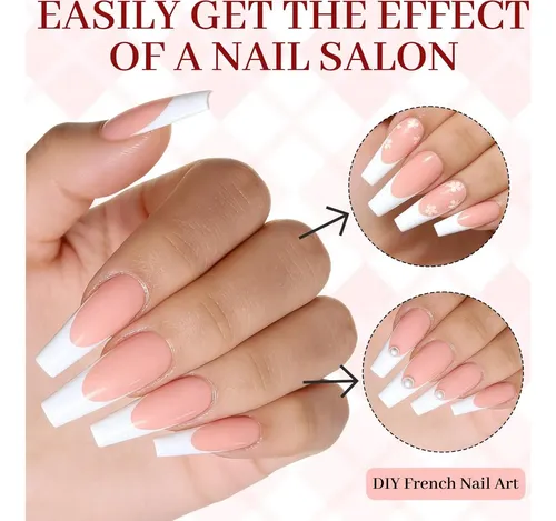 Juego De Uñas Press On French Tip Bellelfin 240 Piezas