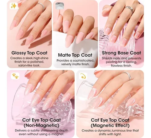 Conjunto Gel Uñas Nude 20 Colores Gellen Con Base/top Y