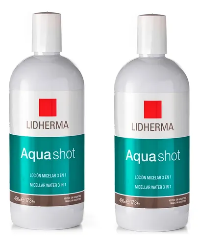 Kit X2 Aqua Shot Micellar Water Agua Micelar 490 Ml Lidherma