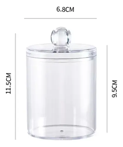 4pcs Clear Ps Cotton Swab Box Covered Cosmetic Storage Jars