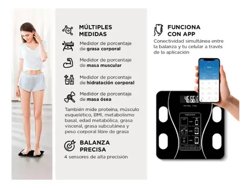 Balanza Smart Baño Digital Inteligente Bluetooth 180kg