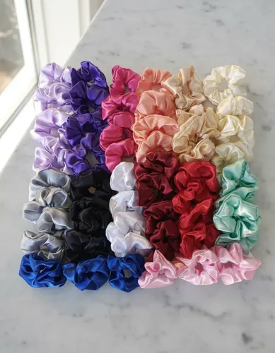 Scrunchies De Raso Satén Colitas Pack X 85 Por Mayor