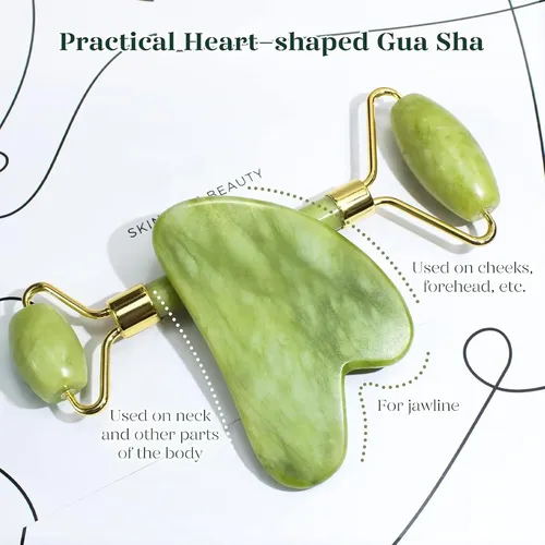 Set Rodillo Jade Y Gua Sha Facial Antirrojeces