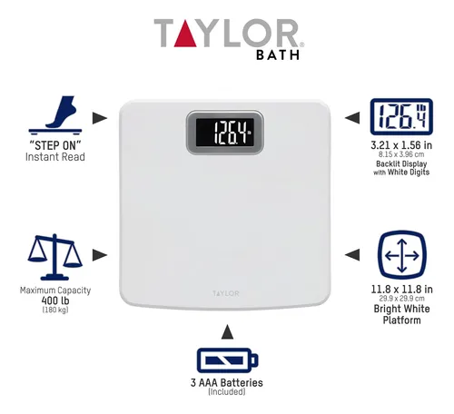 Balanza Digital Taylor De Alta Capacidad 180 Kg, Blanca