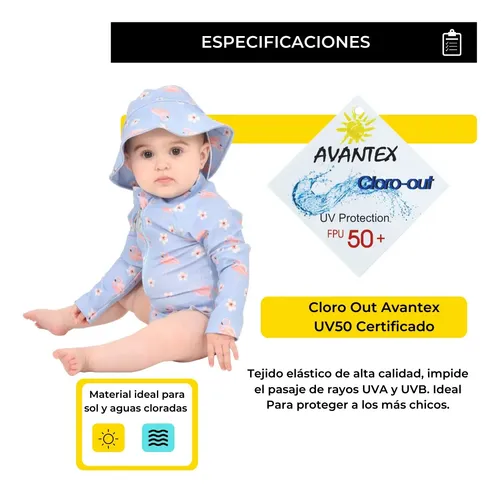 Malla Body + Gorro Bebé Enterito Proteccion Solar Uv Pileta