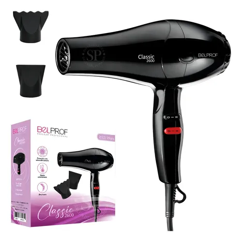 Secador de Cabello Belprof Classic 2600 1600W Negro 2 Boquillas