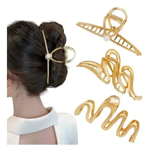 3 Clips De Garra De Metal Dorado Antideslizantes 11 Cm Para