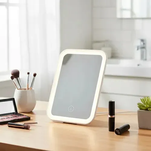 Espejo P/ Maquillaje C/ Luz Led 3 Modos Usb Recargable Luz Portátil Tocador Cosmética Diseño Moderno
