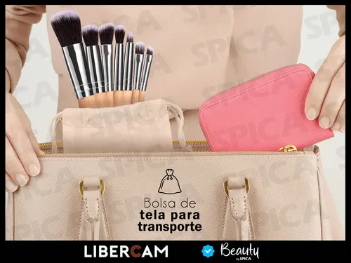 Set X11 Brochas Maquillaje Bambu Spica Bro-00 Sintetica Marrón Claro