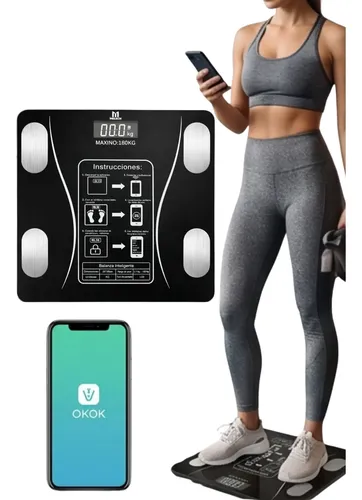 Balanza Digital Bluetooth Baño 180kg Grasa Corporal App Lcd