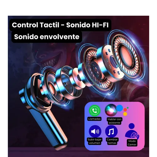 Auriculares Inalambricos Bluetooth 5.3 Gamer In Ear Tws Tactil Led Rgb Con Cancelacion De Ruido Y Microfono + Estuche Con Espejo Y Power Bank Usb Pantalla Lcd Gxtronics