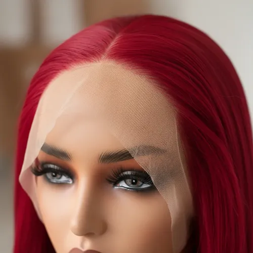 Peluca Lace Front Adiolacba Premium Símil Natural 70 Cm Tamaño De La Base Regulable Tono Rojo Fuego