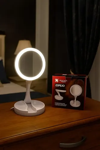 Set 2 Espejos Redondo Led Maquilla Luz Fría Usb/batería X2