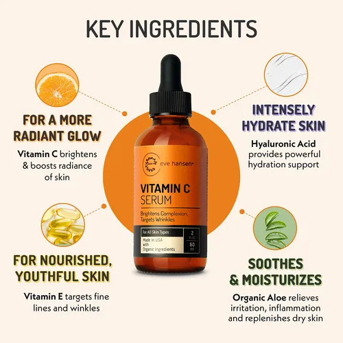 Sérum Hidratante Con Vitamina C 76% Orgánico De Eve Hansen,  Todo Tipo De Piel Día/noche