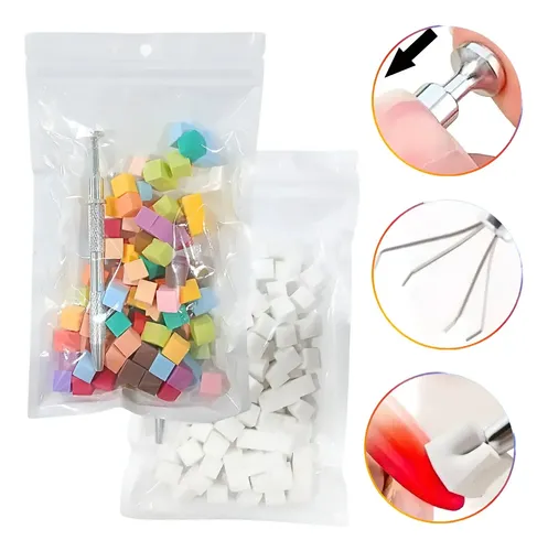 Kit 100 Esponjitas Cuadradas Sponge Con Pinza Para Difuminar
