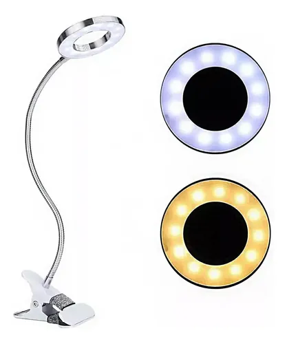 Lampara Led Aro Luz Calida Y Fria Escritorio Uñas Blanco .