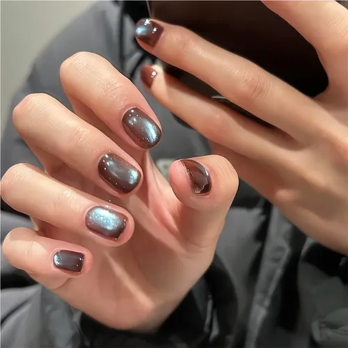Uñas Cortas Decoradas: Cielo Nocturno Azul