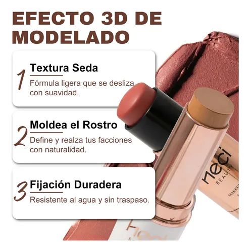 Set 4 Barras Maquillaje Heci Rubor Contorno Iluminador Base