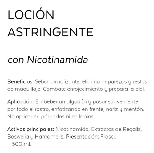 Loción Astringente Con Nicotinamida 500 Ml Laca