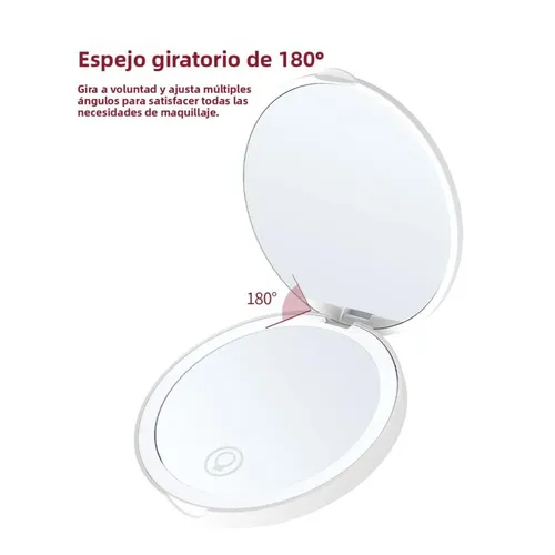 Espejo Plegable Con Luz Led Y Aumento 2x Portátil