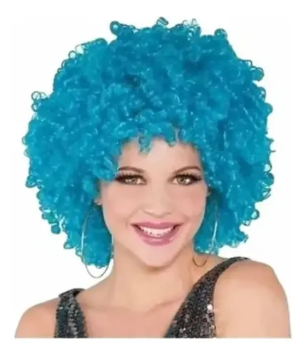 Pack 5 Peluca Afro Payaso Rulos Cotillon Fiesta Colores