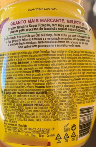 Origem Gelatina Super Fija Antifrizz Define Day After Curlyg