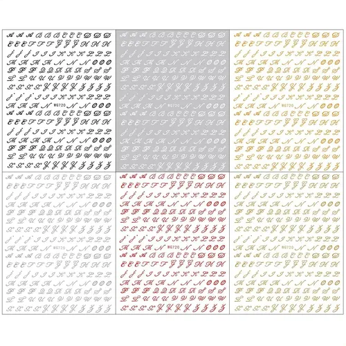 Pegatinas Para Decoración De Uñas Con Letras Antiguas, 6 Hoj