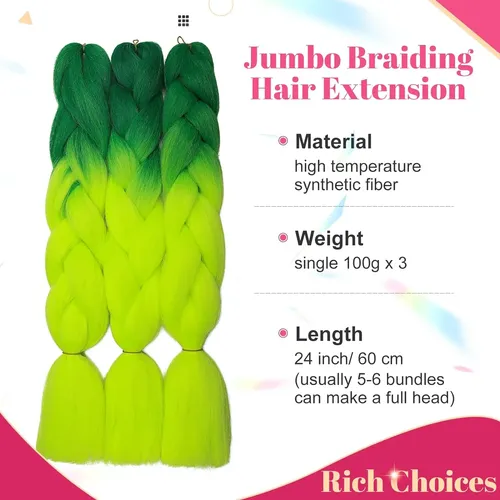 3 Pcs/300g 60cm Dos Ombre Trenzado Fibra Crochet Cabello