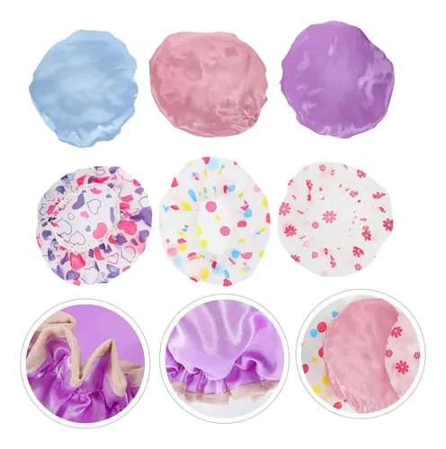 6piezas Gorro Ducha Baño Mujer Reutilizable Peva Poliéster