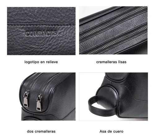 @. Neceseres Bolsa Cuero Neceser Maquillaje Viaje Negro Cuero Y Poliéster