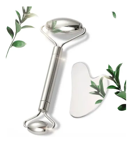 F Set Rodillos Gua Sha Y Face Acero Inoxidable: Terapia B