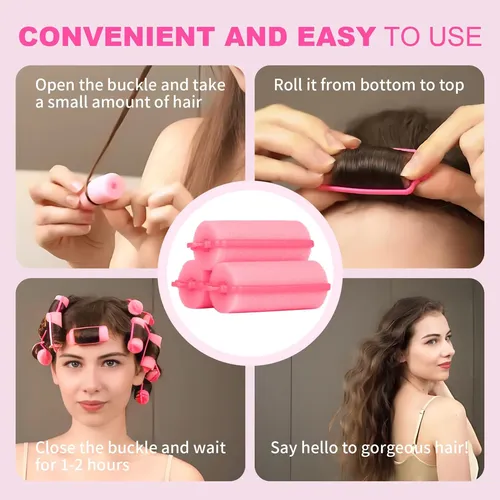 Rulos De Pelo Amzpus De Espuma Suave Para Peinar, Paquete De Rosa