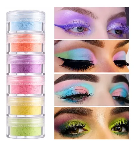 Set 6 Sombras Pigmentos Polvo Maquillaje Ojos Tonos Pasteles