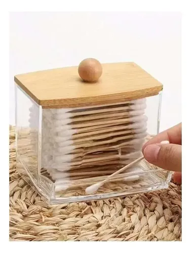 Organizador Acrílico Cuadrado T/ Bambú C/ Dispenser Zztt