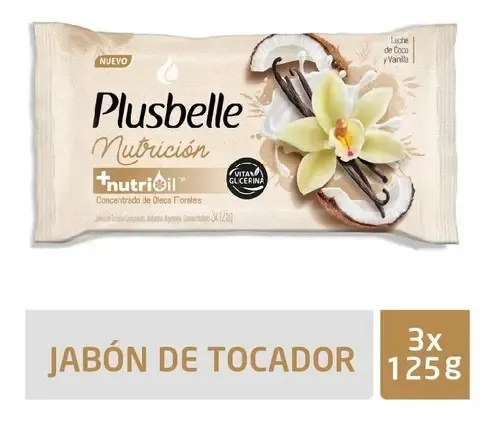 Jabon Tocador Corporal Plusbelle Frescura 3×125 Gr Fórmula Frescura