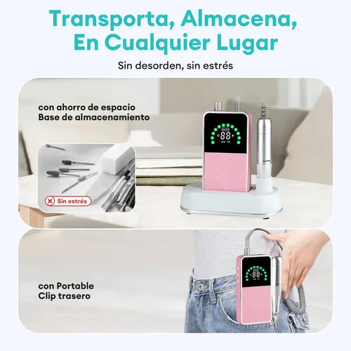 Taladro Profesional Para Pulir Limas De Uñas, Portátil, 50 0 Rosa