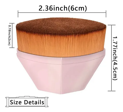 Brocha Kabuki Plana Hexagonal Polvos Crema Base Maquillaje Color Rosa
