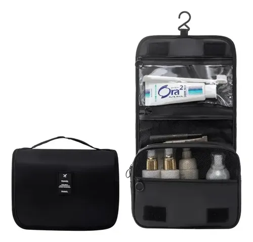 Neceser Portacosméticos Organizador Viaje Percha Maquillaje Color Negro