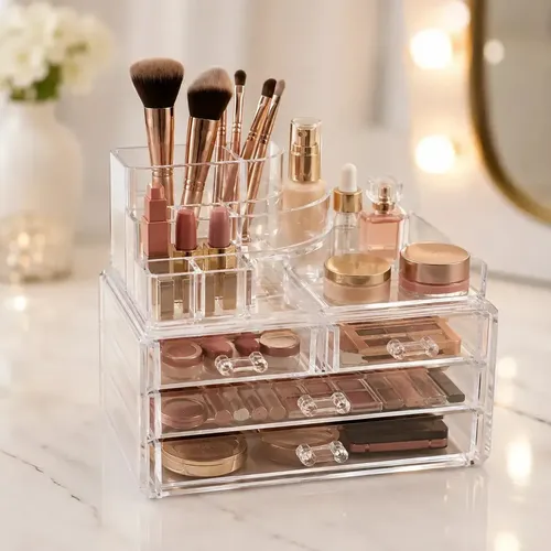 Organizador Acrílico Maquillaje Accesorios 12 Divisiones Cómoda Dormitorio