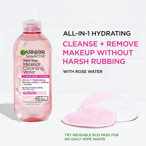 Agua Micelar Garnier Rosa 400ml Hidratante Vegano 2 Pzs