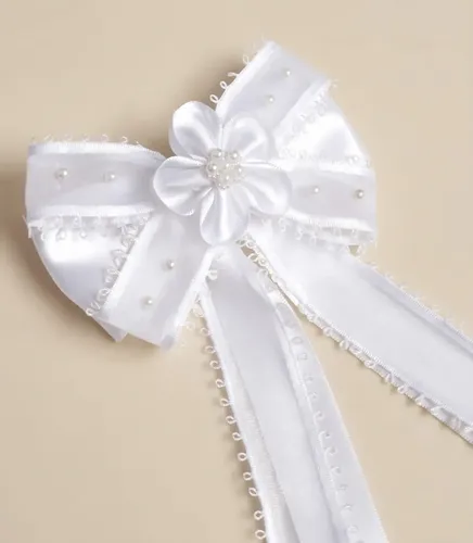 Moño Blanco Con Hebilla Comunión O Eventos