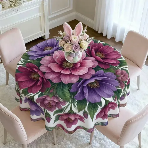 Mantel Floral Primaveral Con Forma De Pestaña Para Vajilla D Round153cm-e17215 As Picture