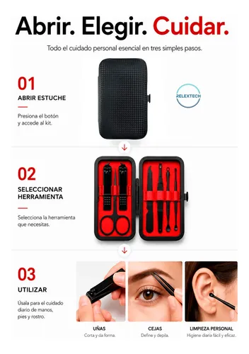 Kit Completo Manicura Pedicura 7 Piezas Estuche Rígido