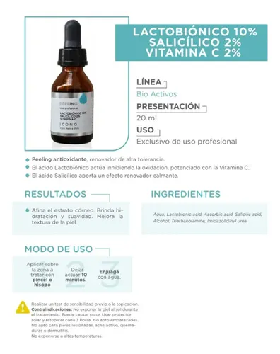 Lactobionico 10% Salicilico 2% Vitamina C Iconco