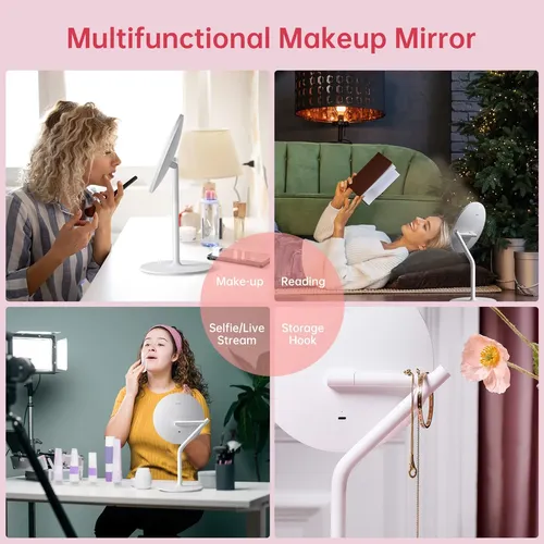 Espejo De Maquillaje Amiro Recargable Con Luz Led De 20 Cm Y