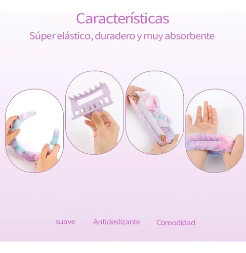 Diademas Y Muñequeras Para Maquillaje Y Spa, 5 Piezas