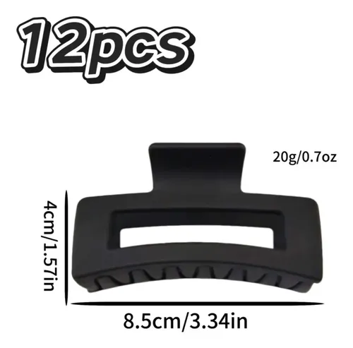 12 Pcs Pinzas Para El Cabello, Garra Fuerte Para Pelo Mujer Black