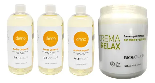 Crema Musculares 1kg + 3 Aceite Dreno 500ml – Biobellus Neutra