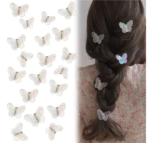 Set De Pinzas De Mariposa Con Glitter Para Mujer Y Niña