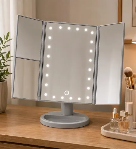 Espejo Maquillaje Luz Led Giratorio 22 Led Aumento Usb Pila